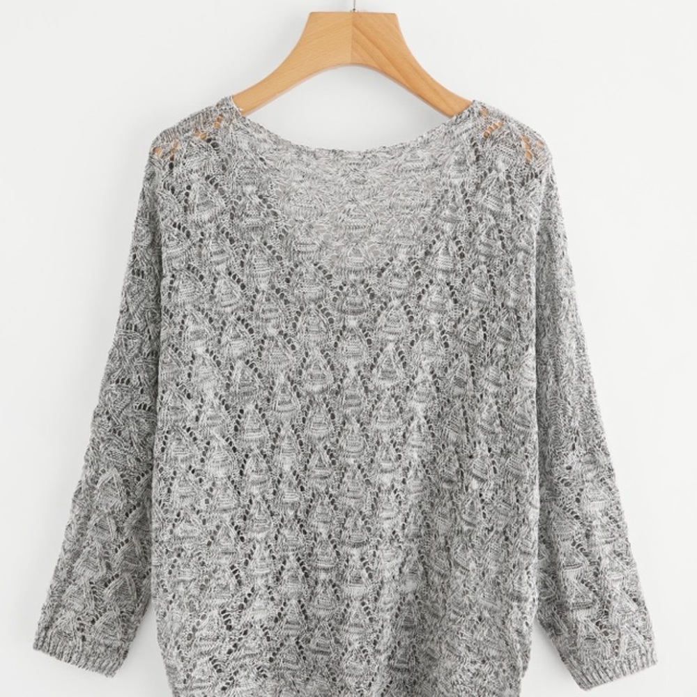Romwe Grey V Neck Sweater